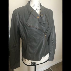 Gray Faux leather moto jacket NWOT
